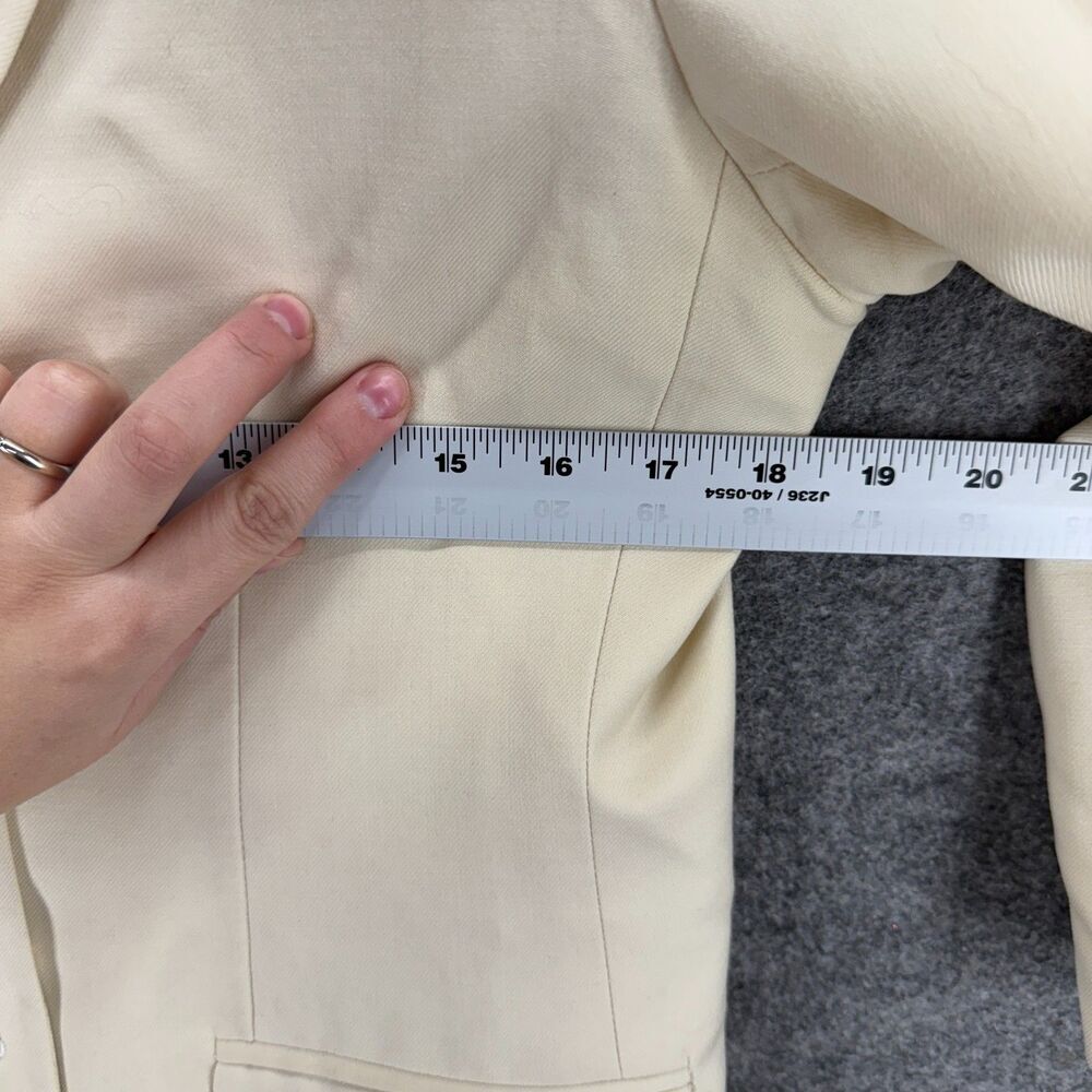Petite Sophisticate Blazer Women 10 Beige Button Up Collared Long Sleeve Wool - Picture 5 of 7